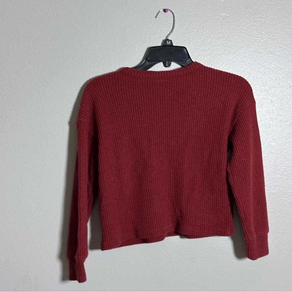 Old Navy Kids Girl waffle-knit Henley sweater Burgundy/maroon‎ Size M(8)